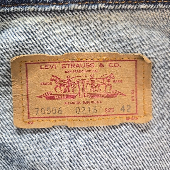 VTG 80s Levi's Men 42 Denim Trucker Vest Blue Cut Off 70506 Pockets 0216 Red Tab - Picture 4 of 12